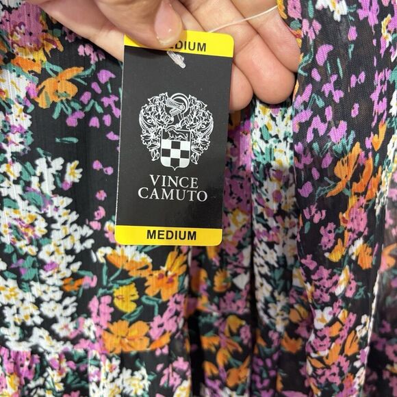 NWT Vince Camuto Tiered Floral Boho Mini Dress Size Medium Festival Concert - Picture 5 of 7